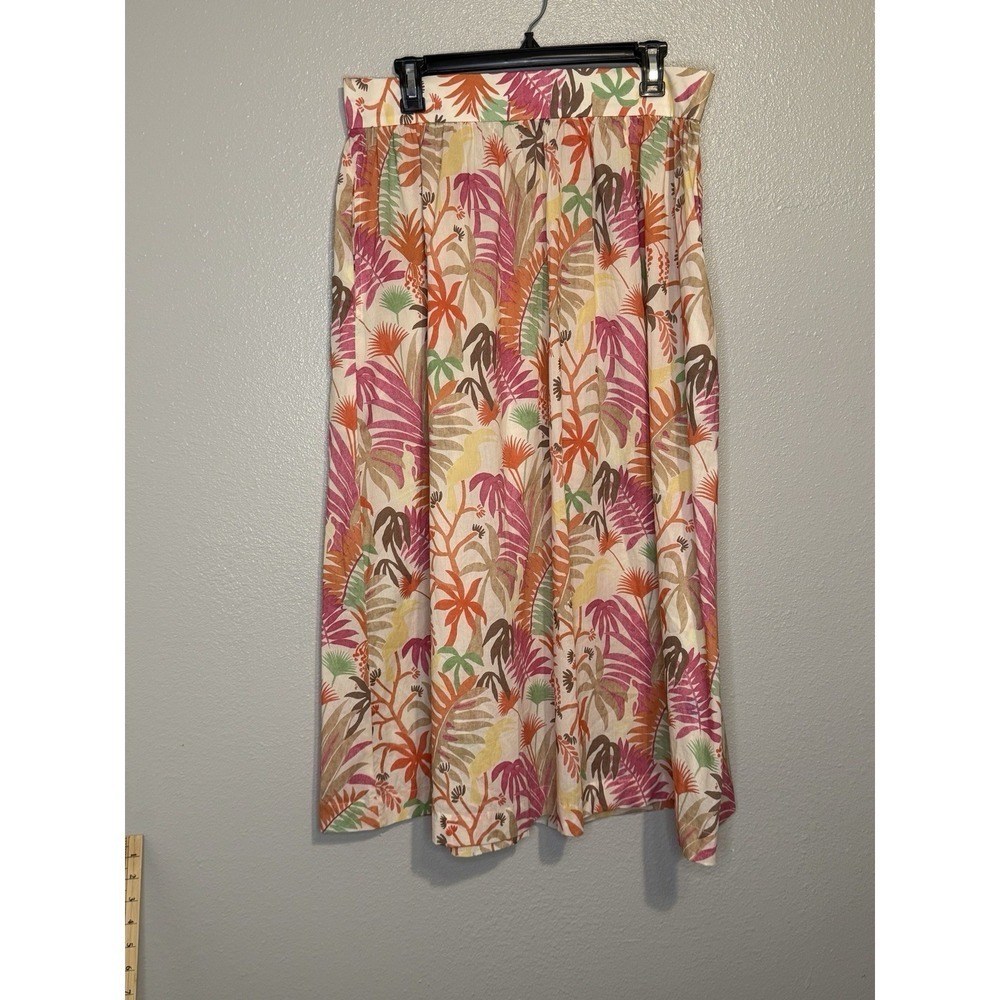 J McLaughlin Jungle Melody Midi Skirt NWT Size 12 Floral Cotton Pockets